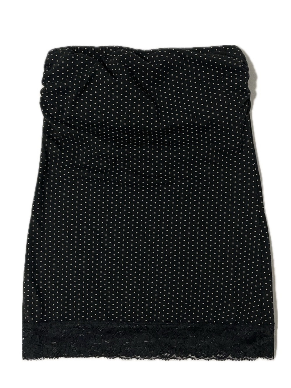 ✰ Seductions Black Tube Top with White Polka Dots and Lace Trim ✰